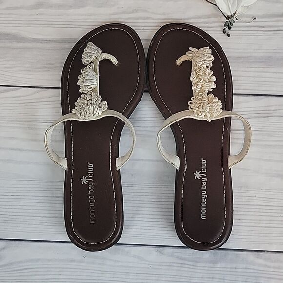 Montego Bay Club summer white t-strap toe sandals Women's Size 7.5 - Picture 5 of 9
